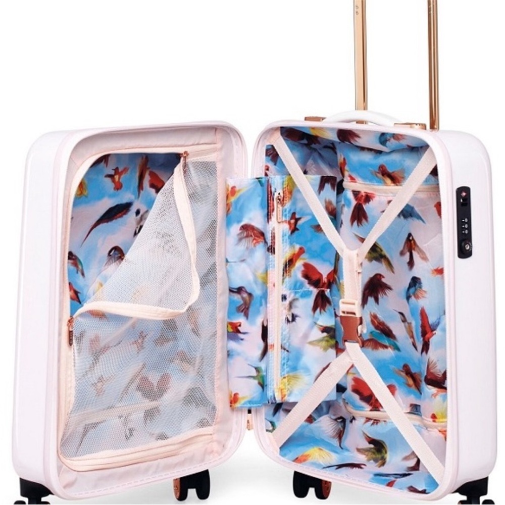 Ted Baker Oriental Blossom Cherry Blossom Pink And White Carry-On Suitcase - Picture 14 of 16